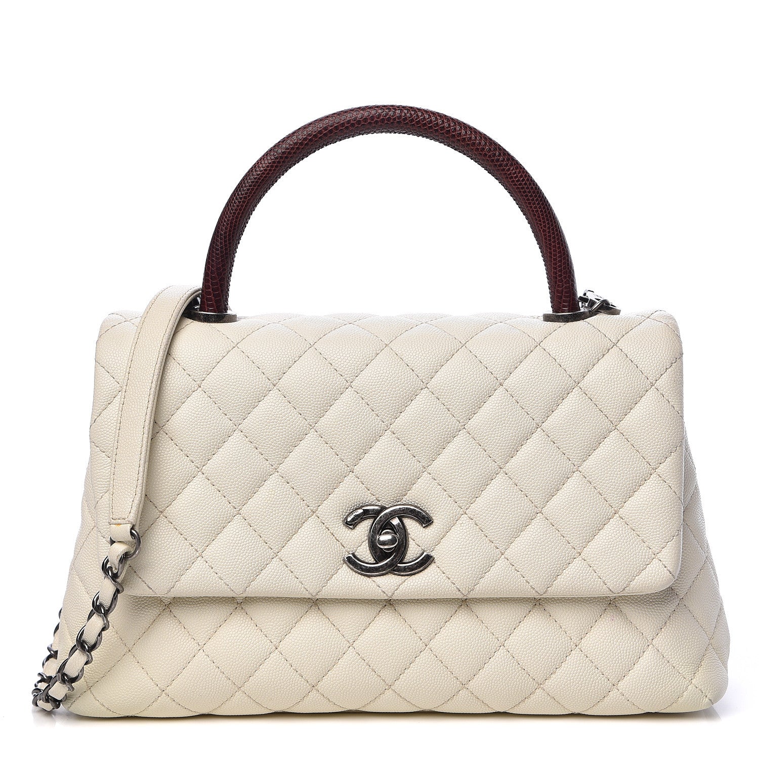 Chanel Caviar Lizard Quilted Small Coco Handle Flap Ivory 1 of 15