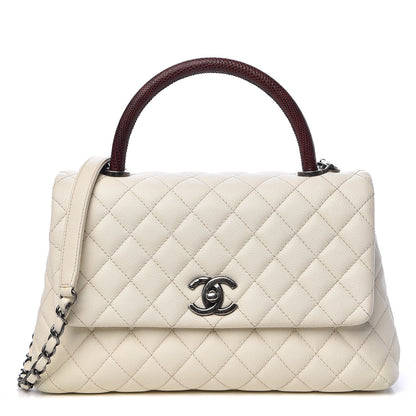 Chanel Caviar Lizard Quilted Small Coco Handle Flap Ivory 1 of 15