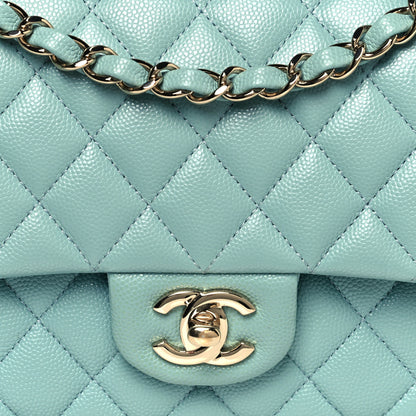 Chanel Caviar Quilted Medium Double Flap Light Blue 8 of 13
