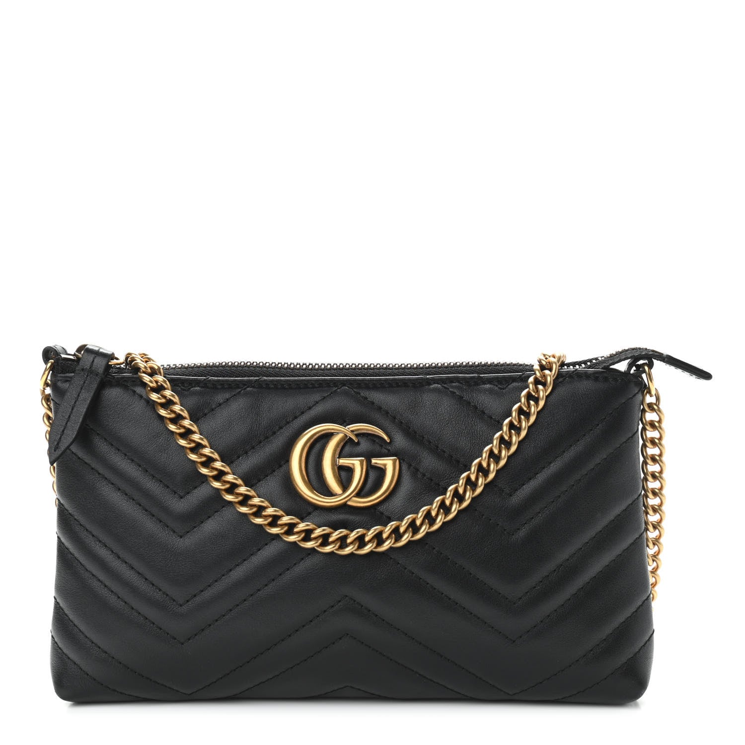 Gucci Calfskin Matelasse Mini GG Marmont Chain Bag Black 1 of 10
