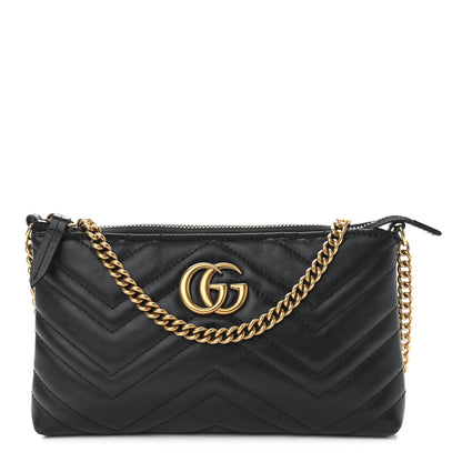 Gucci Calfskin Matelasse Mini GG Marmont Chain Bag Black 1 of 10