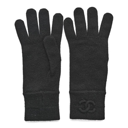 Chanel Cashmere Knit CC Gloves Black 2 of 3