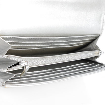 Chanel Metallic Caviar Sevruga Long Flap Wallet Silver 9 of 13