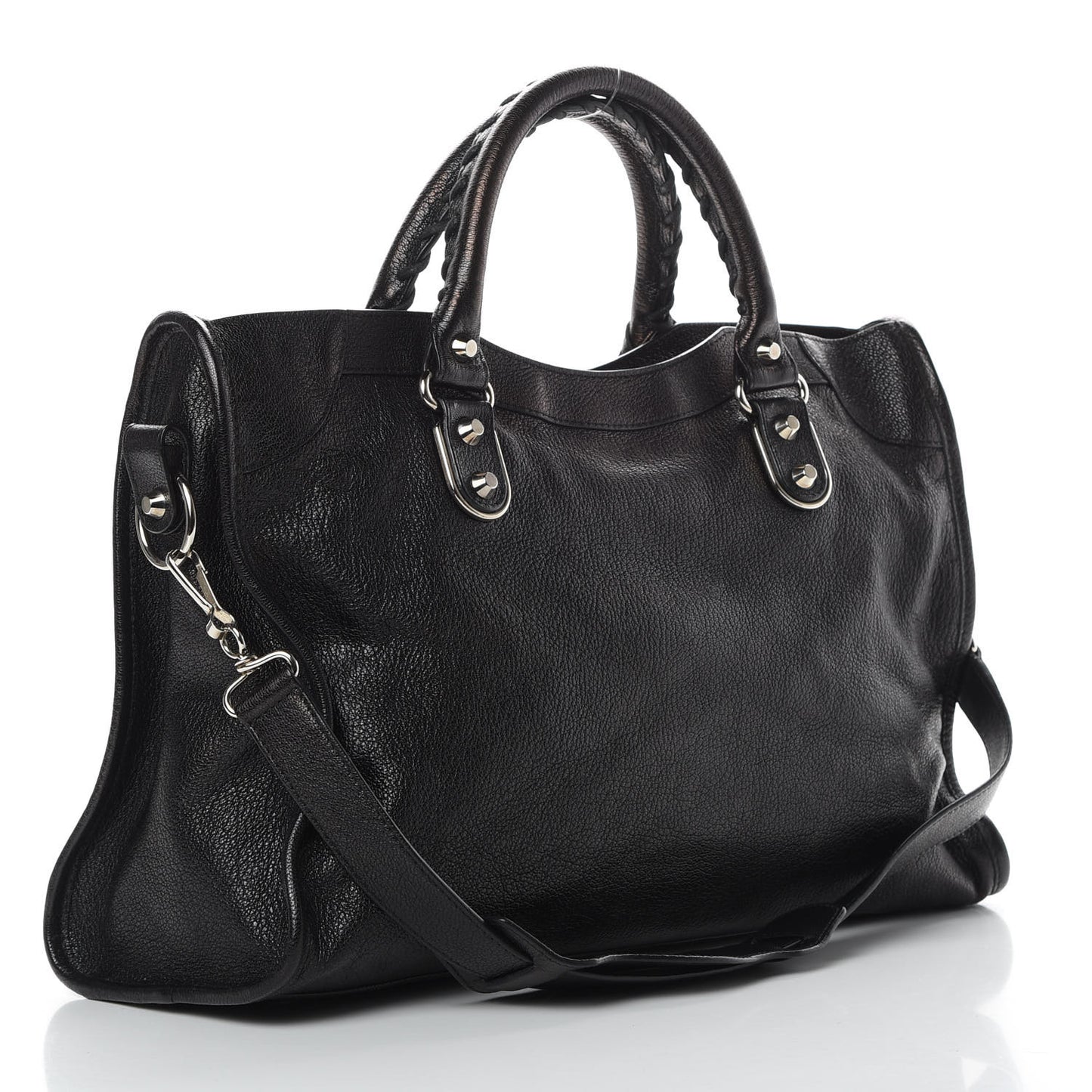Chevre Silver Metallic Edge Hardware City Black