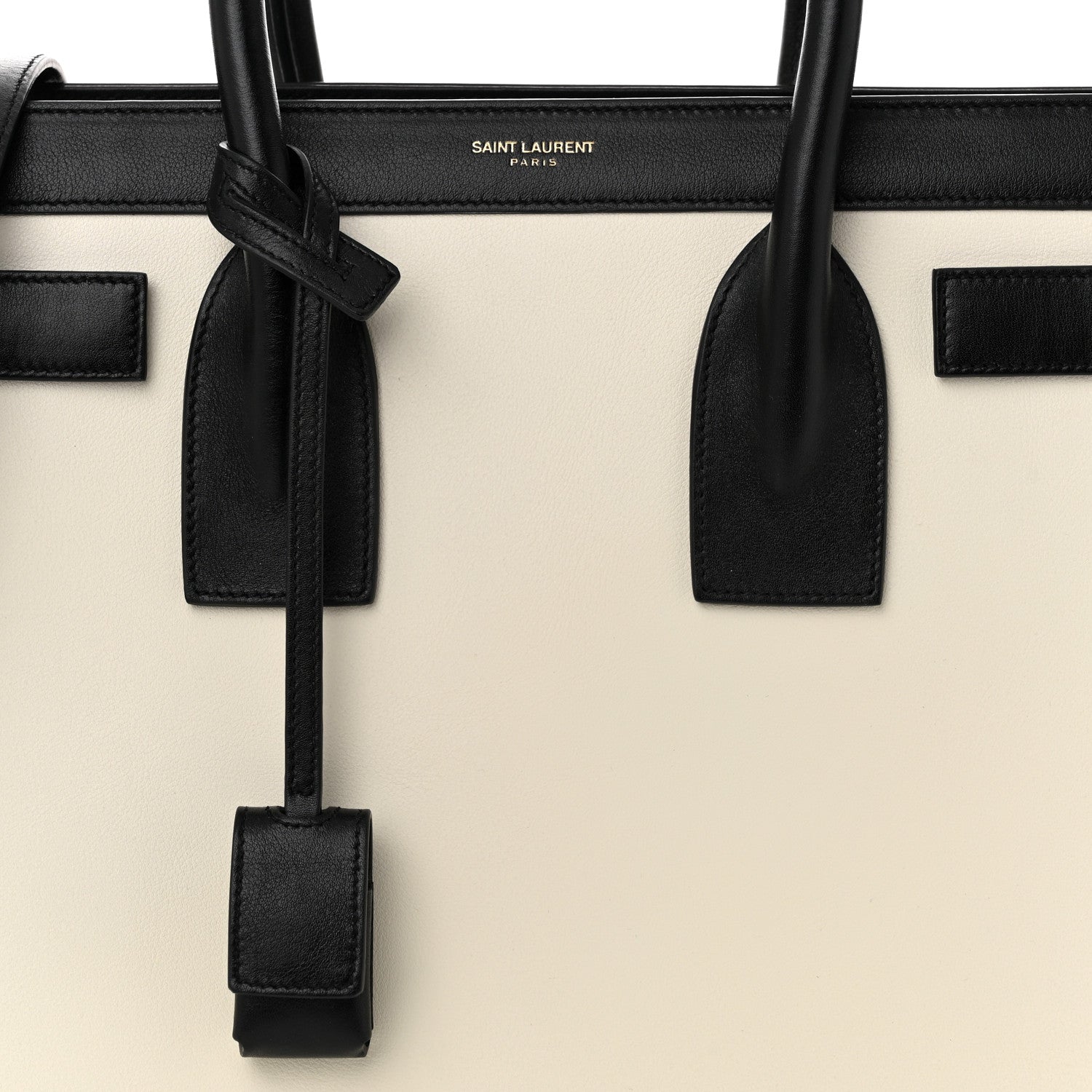 Saint Laurent Calfskin Bi-Color Small Sac De Jour White Black 8 of 10