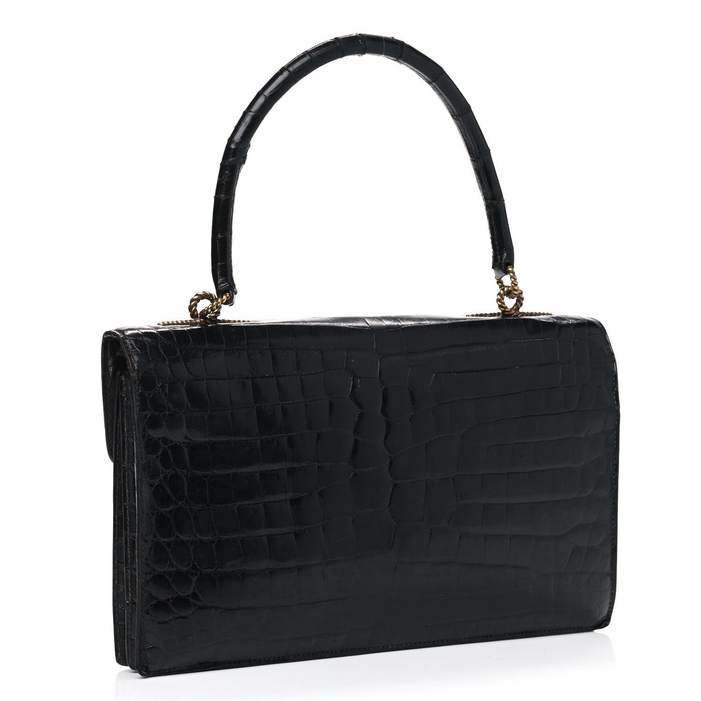 Shiny Crocodile Sac Cordeliere Black