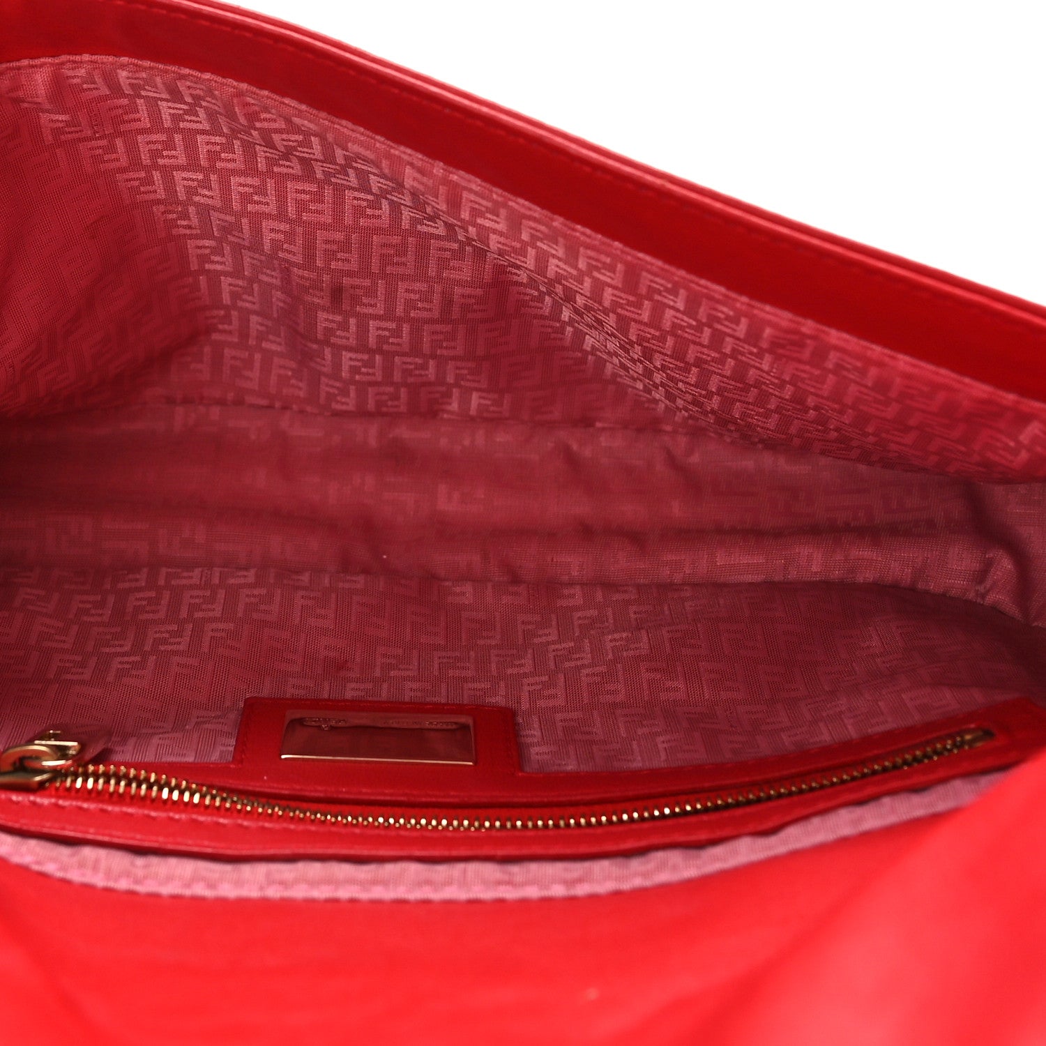 Fendi Nappa Logo Embossed Baguette Red 5 of 9