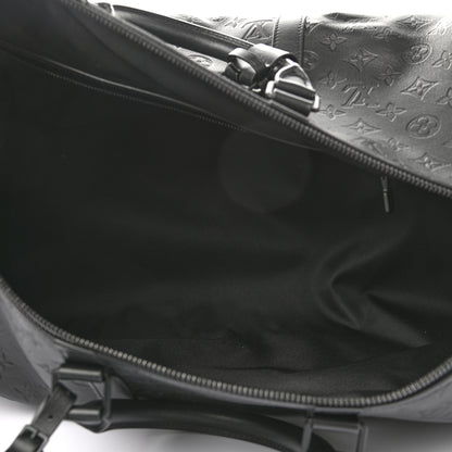Louis Vuitton Calfskin Shadow Monogram Keepall Bandouliere 50 Black 4 of 8