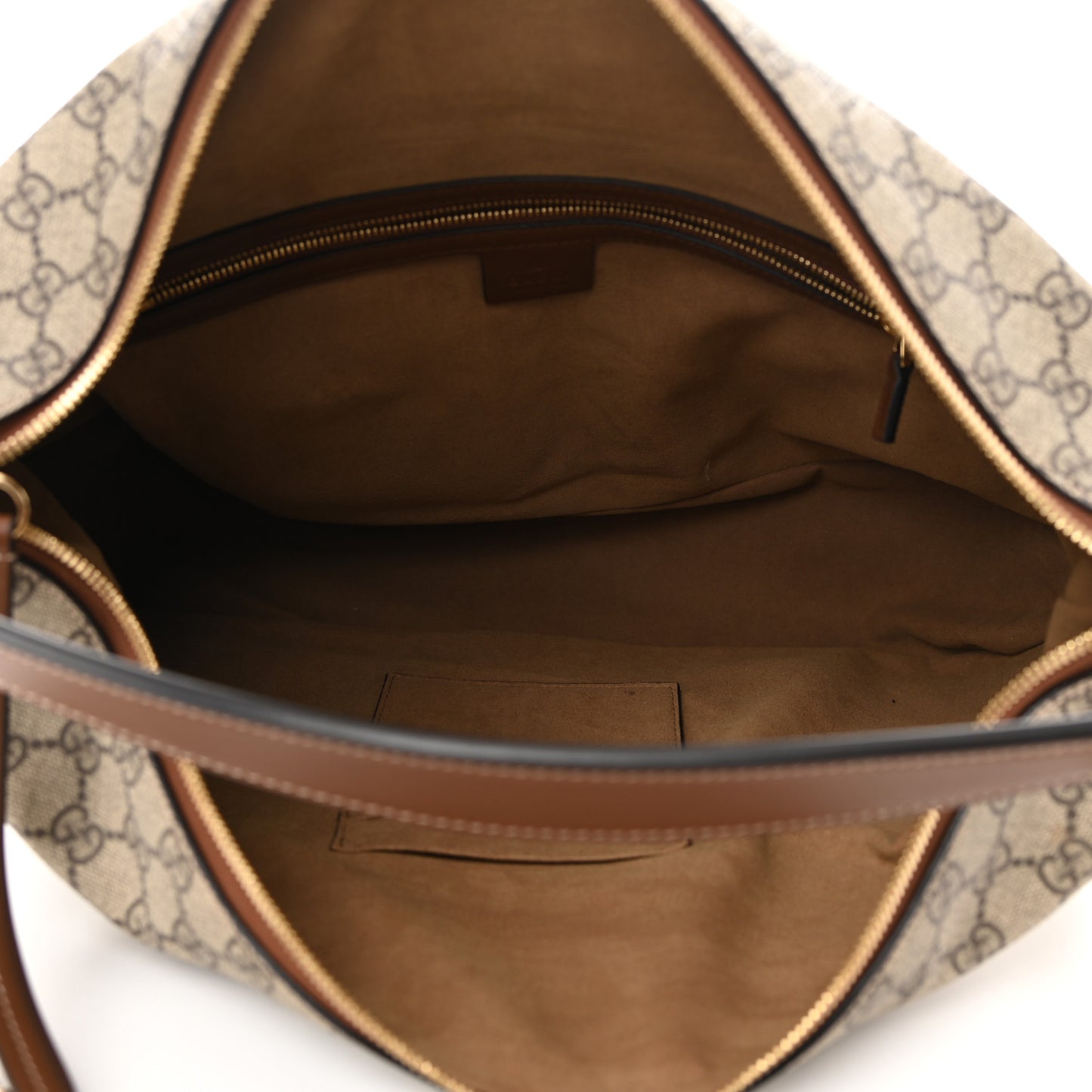 GG Supreme Monogram Large Linea A Hobo Light Brown