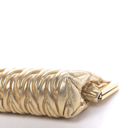 Miu Miu Metallic Nappa Matelasse Clutch Gold 10 of 12