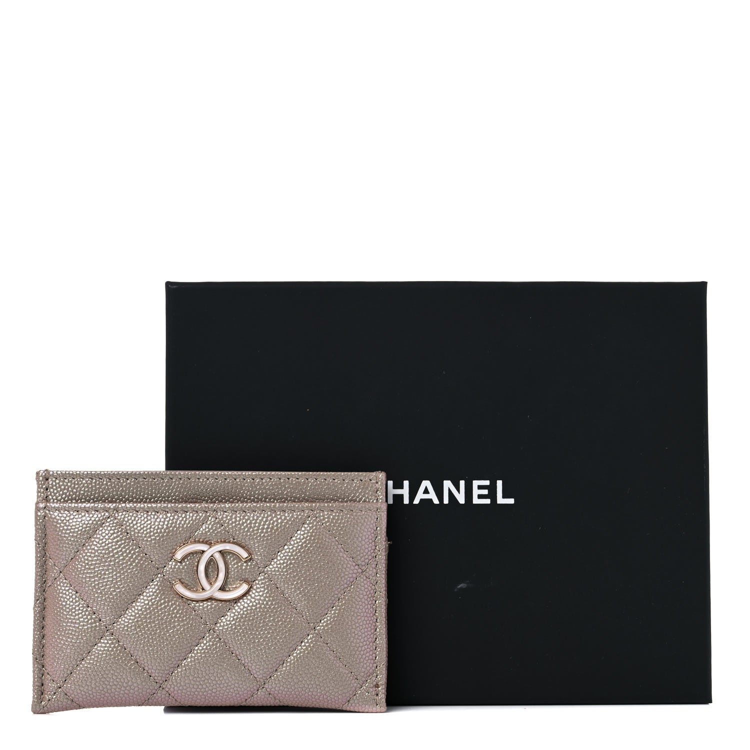 Chanel Iridescent Caviar Quilted Card Holder Beige 9 of 9