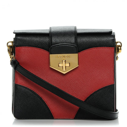Prada Saffiano Turnlock Shoulder Bag Nero Black Fuoco 1 of 7