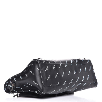 Balenciaga Veau Allover Logo Classic Hardware City Black White 5 of 8