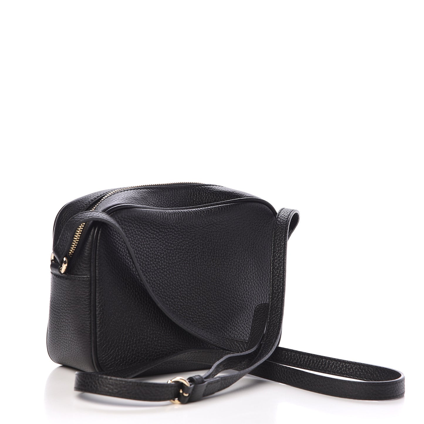 Pebbled Calfskin Small Soho Disco Bag Black