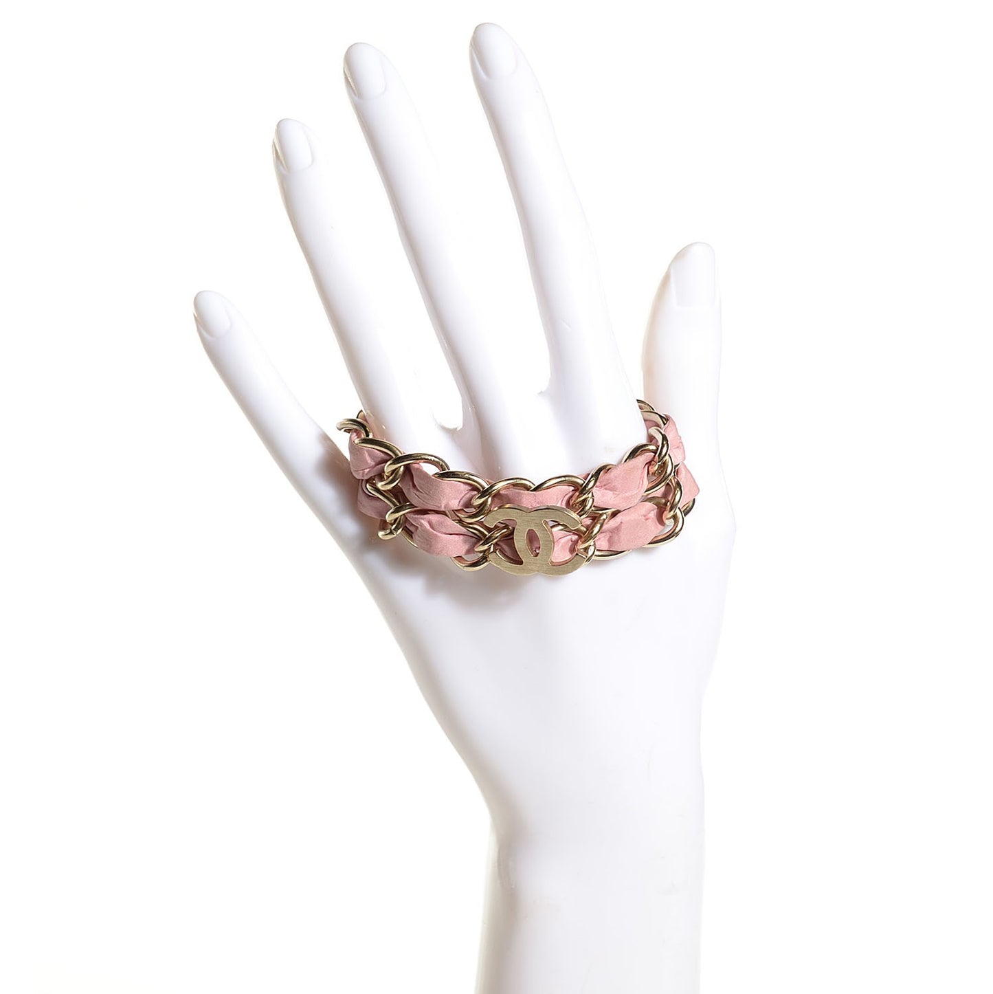 Metal CC Chain Bracelet Pink