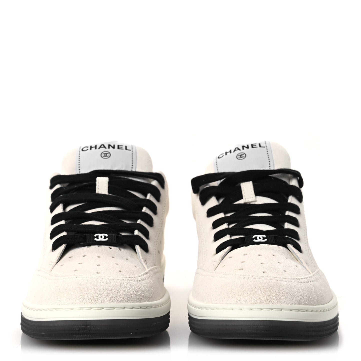 Suede Calfskin Logo Sneakers 40 Black White