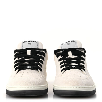 Chanel Suede Calfskin Logo Sneakers 40 Black White 3 of 11
