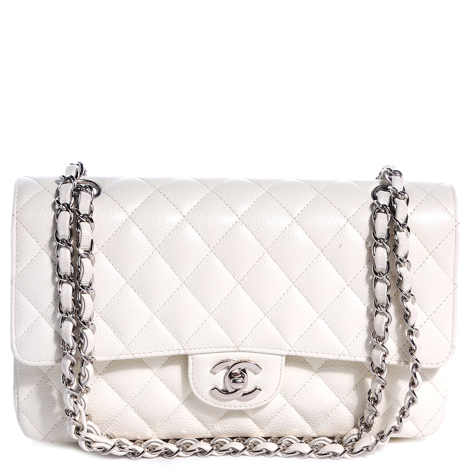 Chanel Caviar Quilted Medium Double Flap White 1 of 9