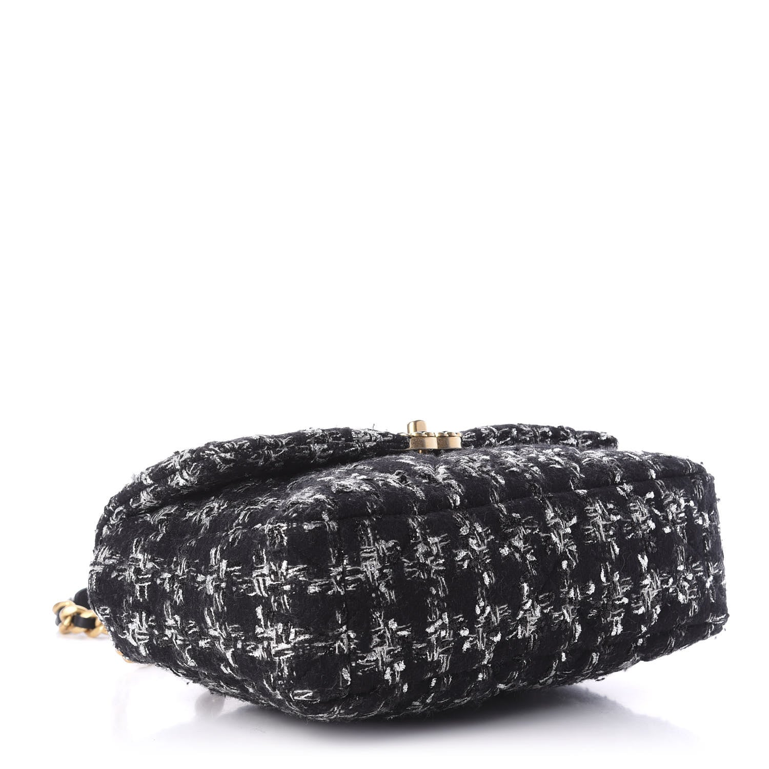 Chanel Tweed Quilted Large 19 Flap Black Ecru White 4 of 10