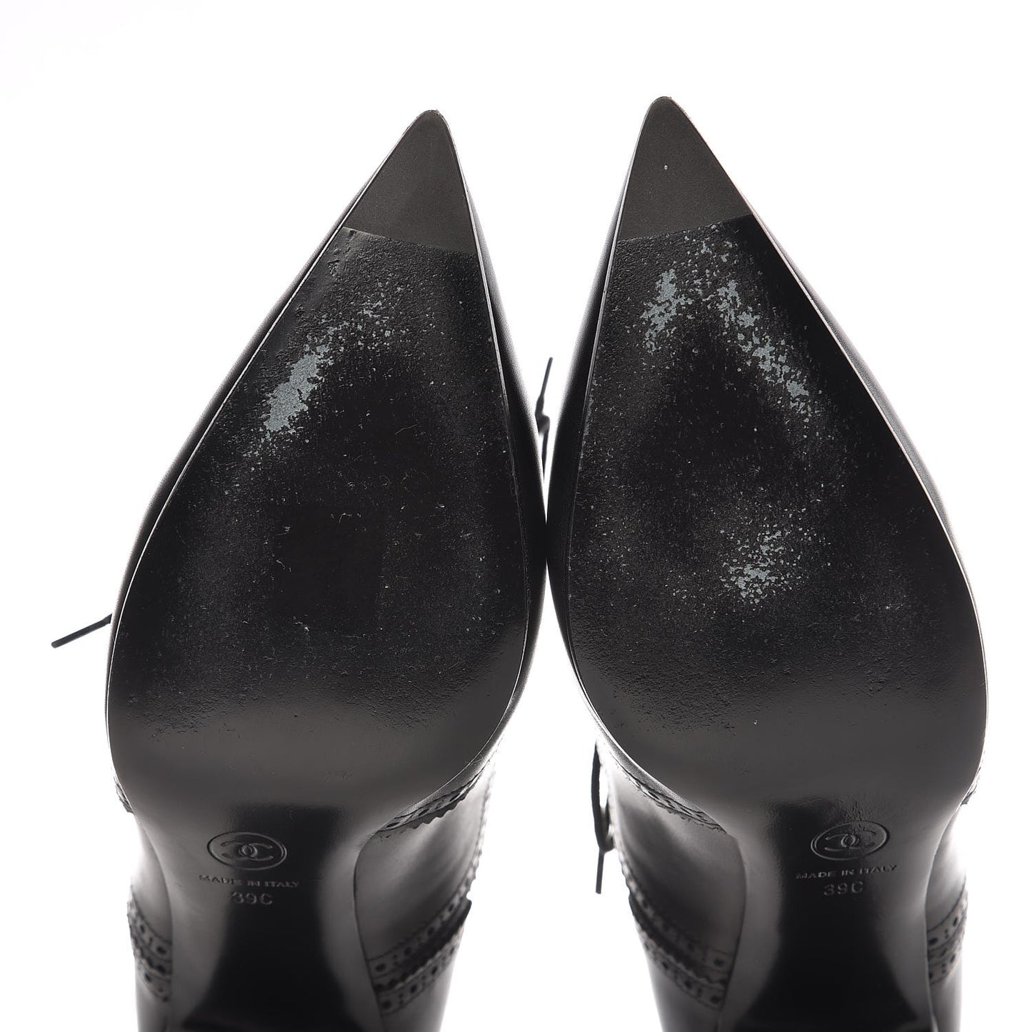 Calfskin CC Oxford Lace Up Booties 39 Black