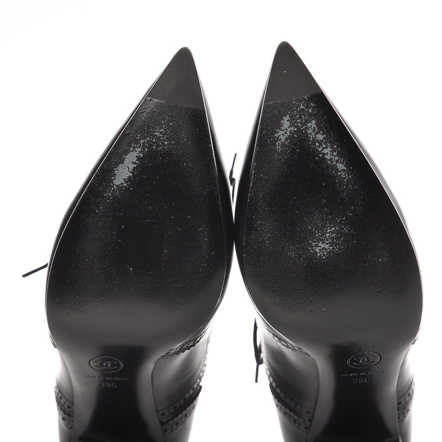 Chanel Calfskin CC Oxford Lace Up Booties 39 Black 12 of 13