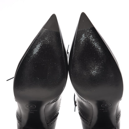 Chanel Calfskin CC Oxford Lace Up Booties 39 Black 12 of 13