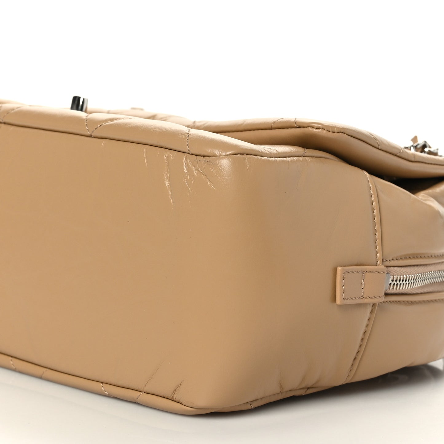 Aged Calfskin Quilted Small Express Bowling Bag Beige