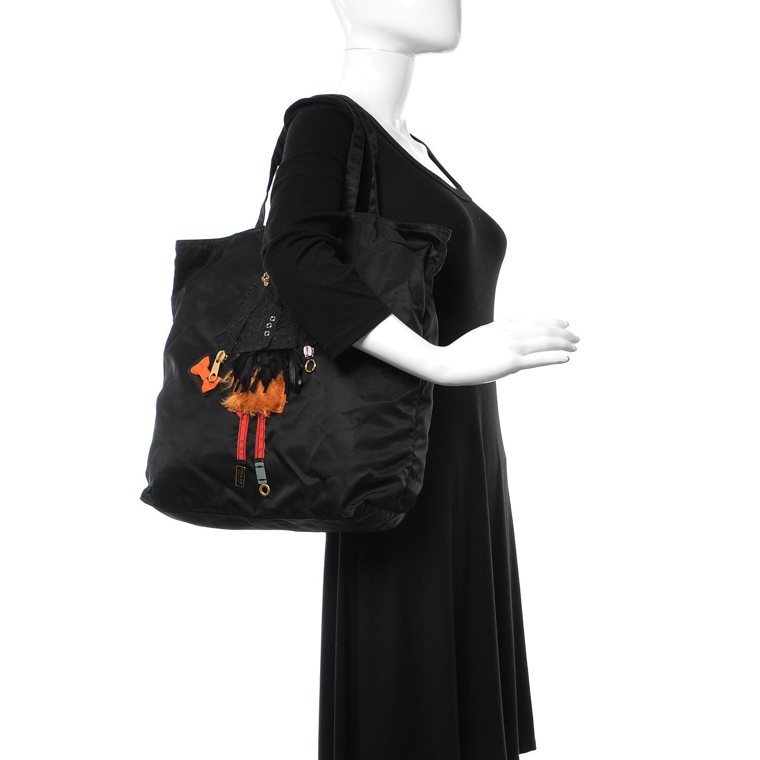 Prada Tessuto Nylon Robot Tote Black 2 of 9