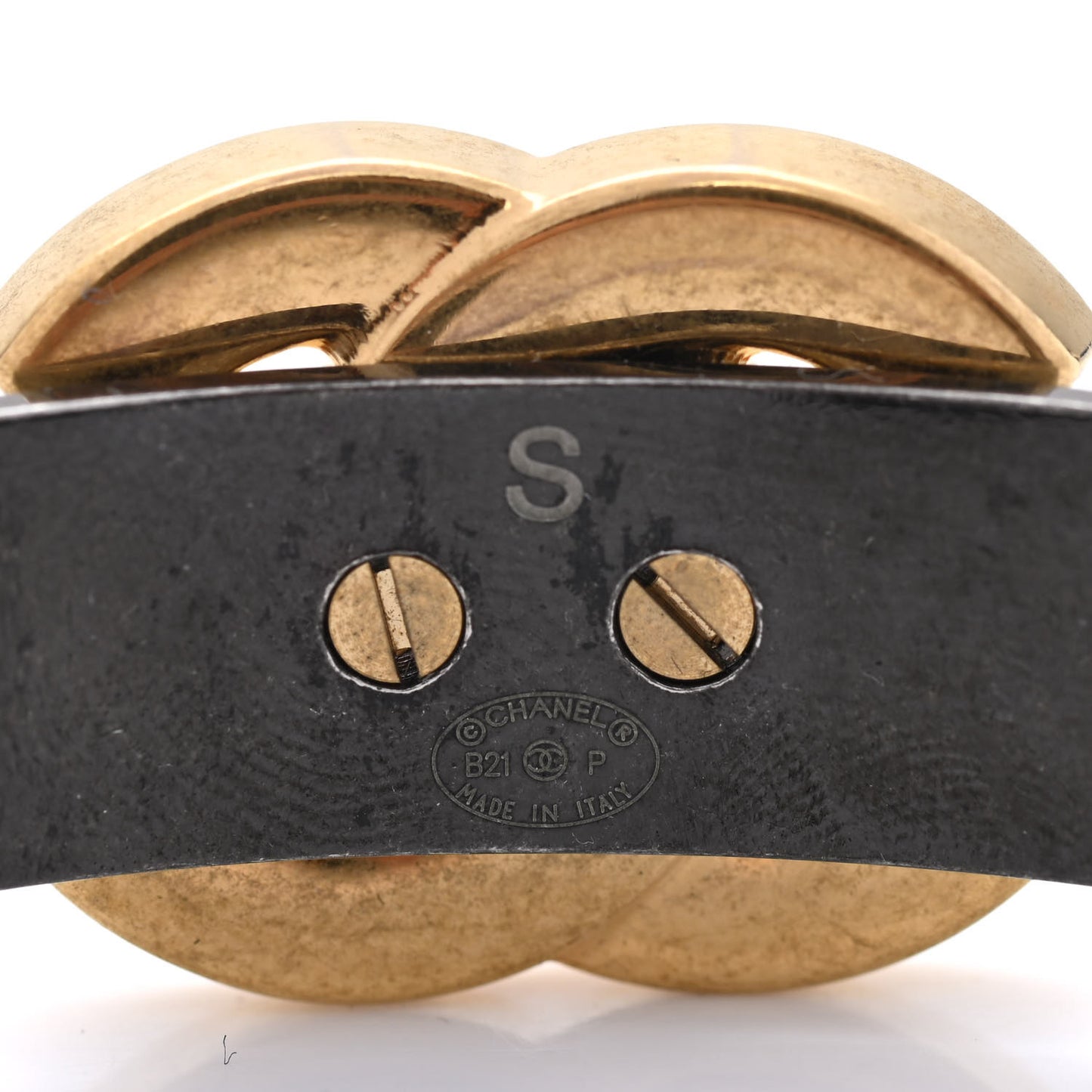 Ruthenium Gold Logo Cuff Bracelet S