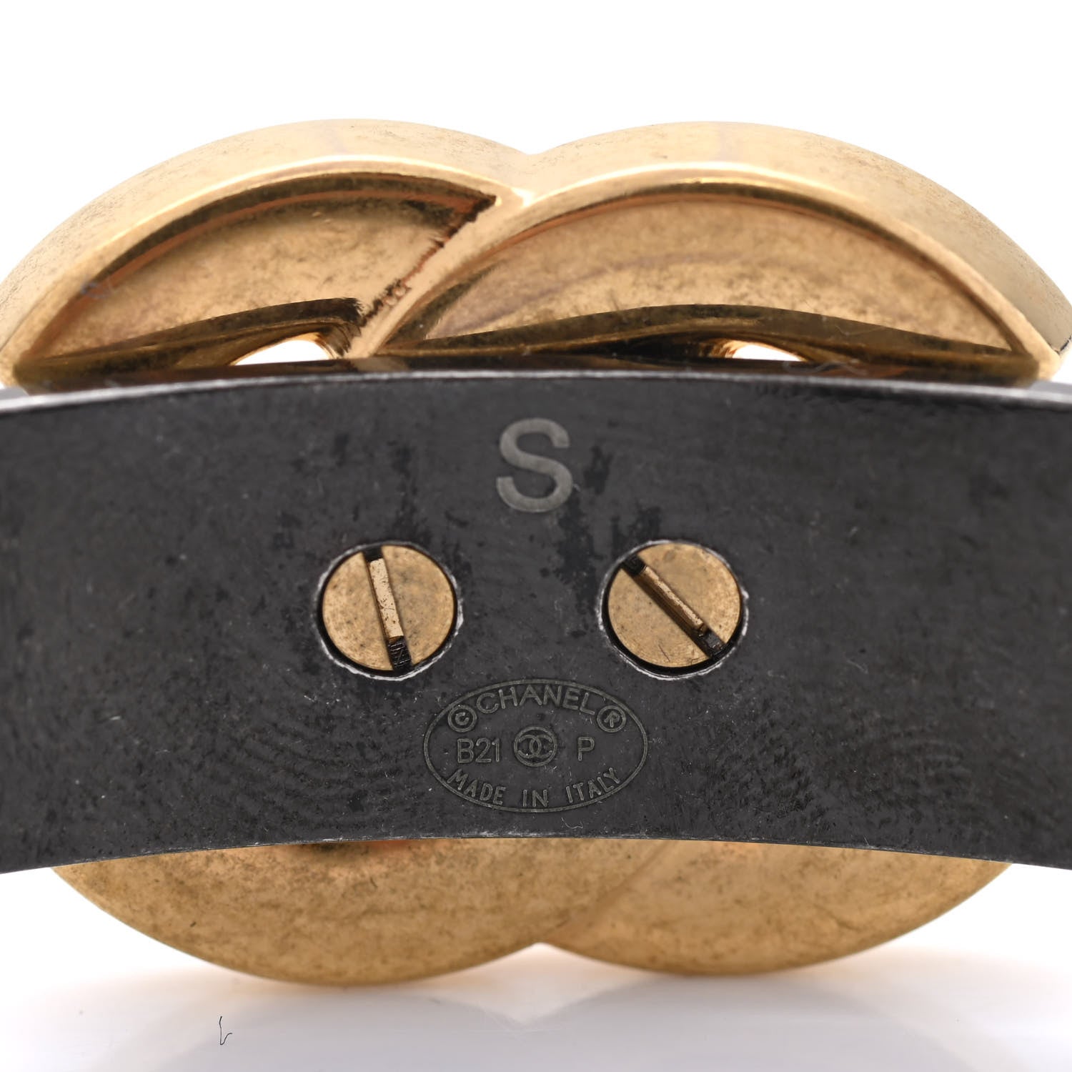 Chanel Ruthenium Gold Logo Cuff Bracelet S 4 of 5