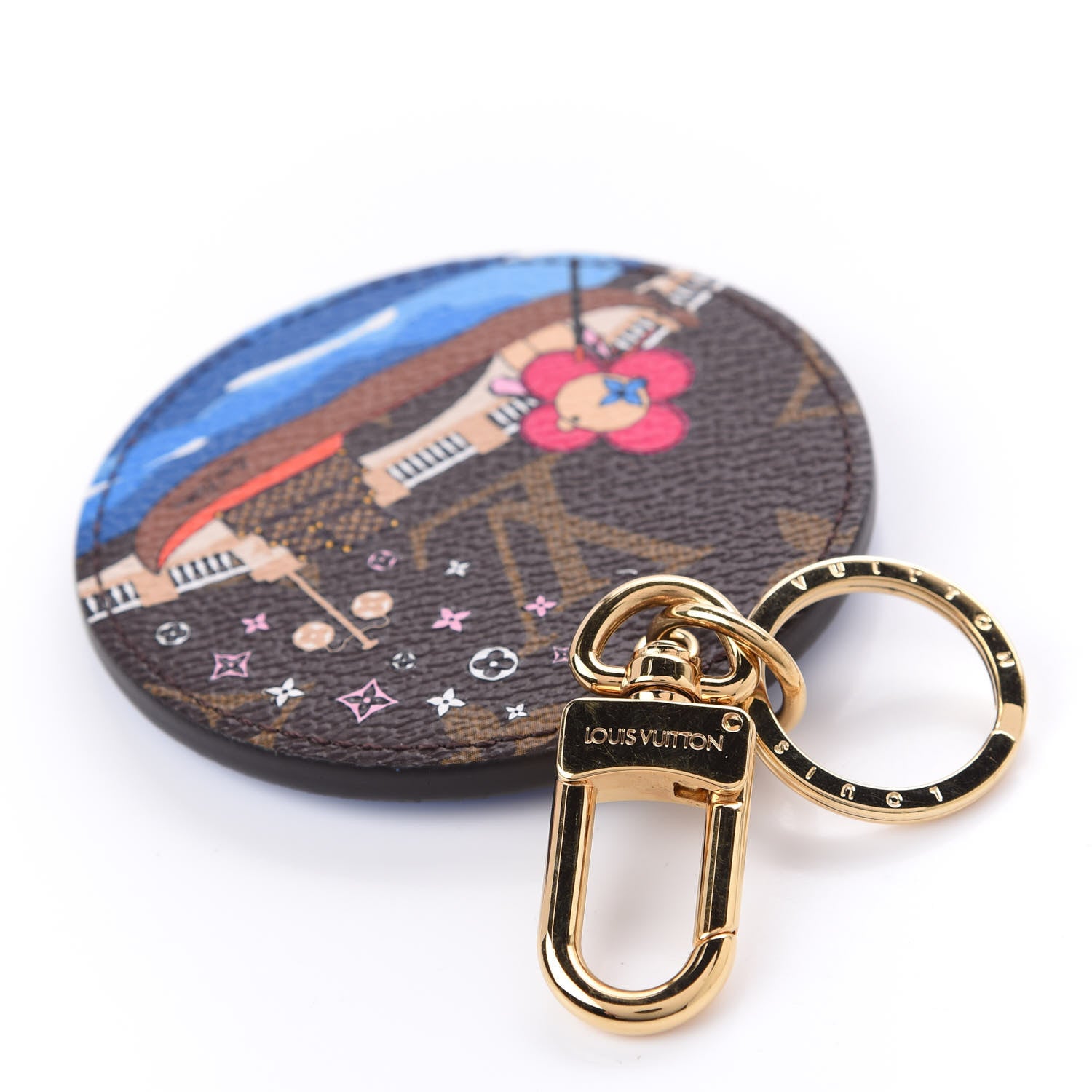 Louis Vuitton Monogram 2019 Christmas Animation Venice Bag Charm Key Ring Blue 8 of 10
