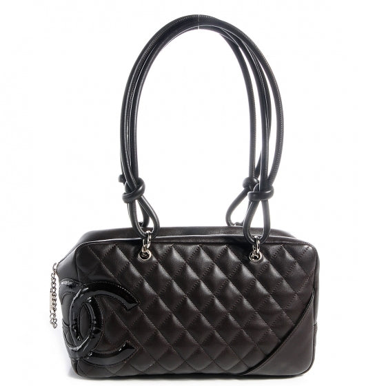 Chanel Calfskin Quilted Large Cambon Bowler Dark Brown 1 of 9