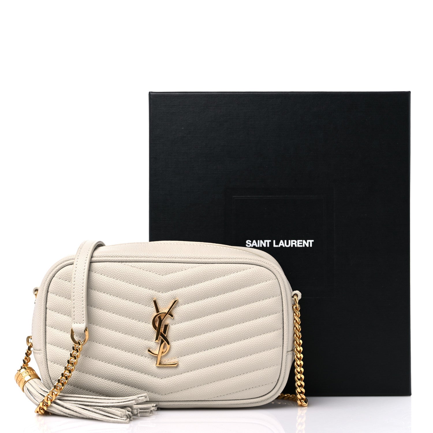 Saint Laurent Grain De Poudre Matelasse Monogram Mini Lou Camera Bag Crema Soft 10 of 10