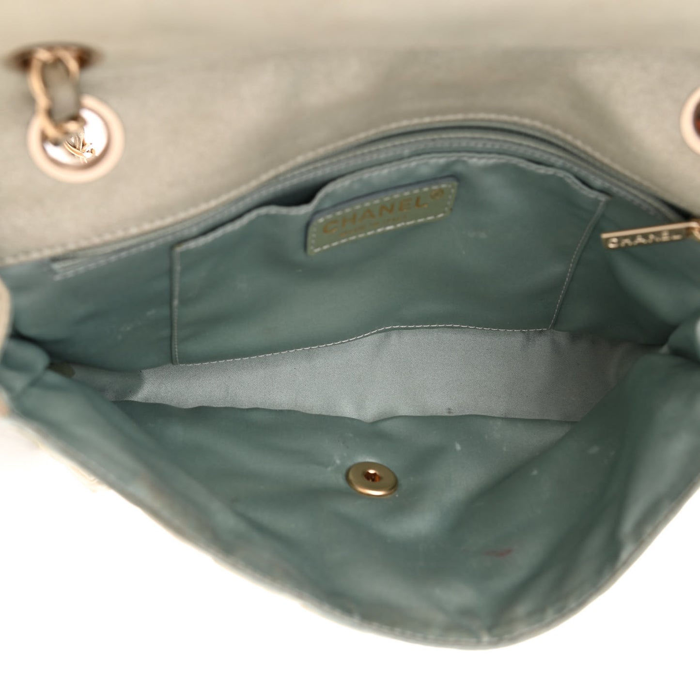 Metallic Woven Raffia Patchwork Single Flap Green