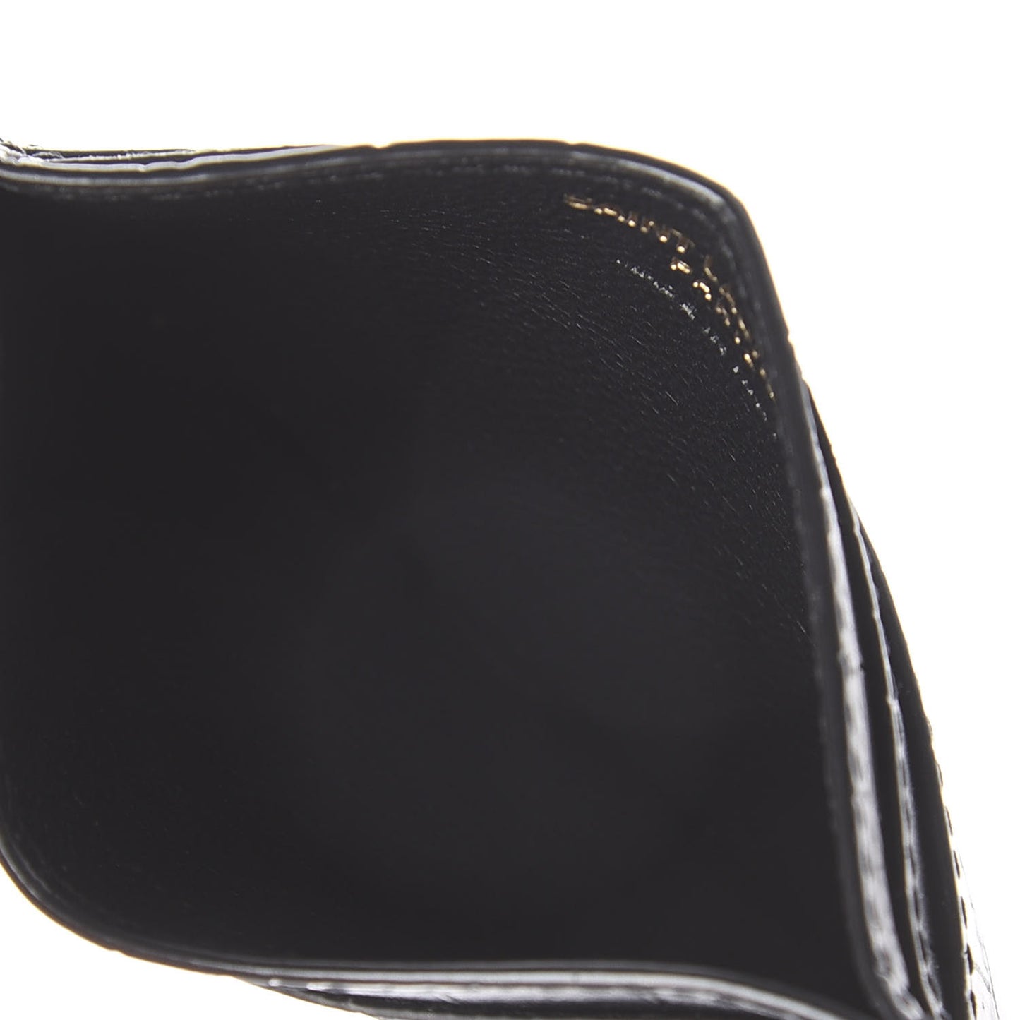 Calfskin Crocodile Embossed Monogram Tiny Cassandra Credit Card Case Black