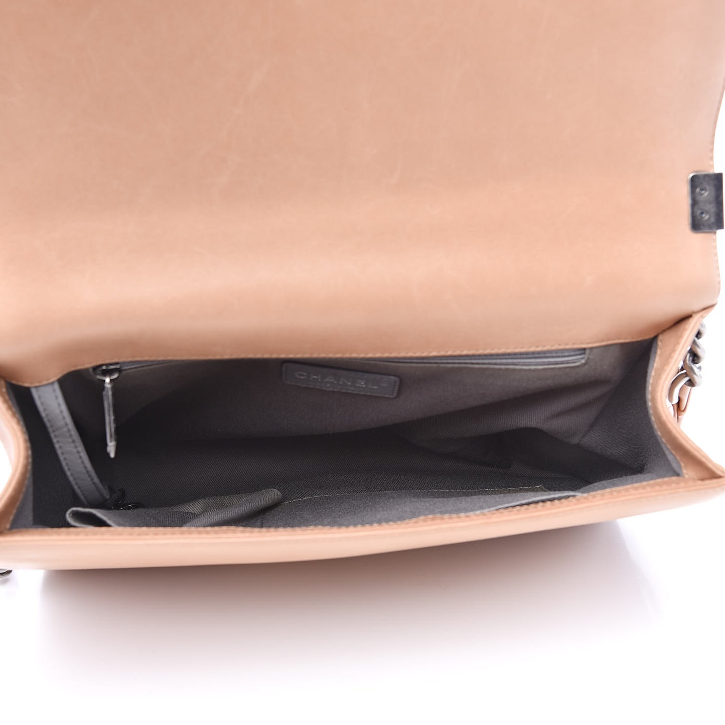 Lambskin Quilted Large Boy Flap Dark Beige