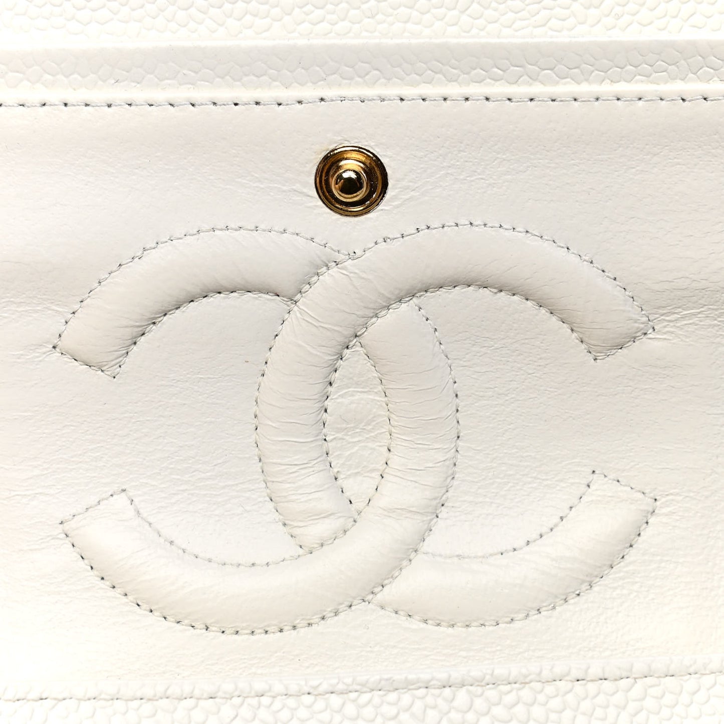 Caviar Quilted Medium Double Flap White