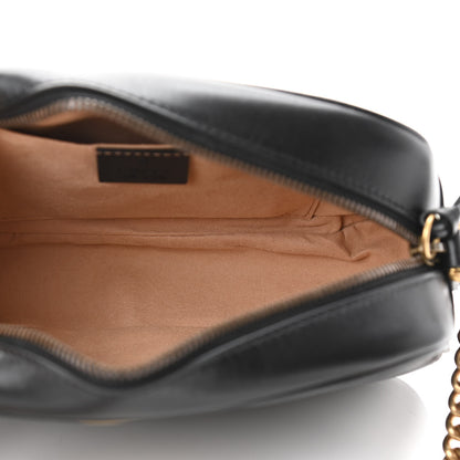 Gucci Calfskin Matelasse Small GG Marmont Chain Shoulder Bag Black 5 of 11