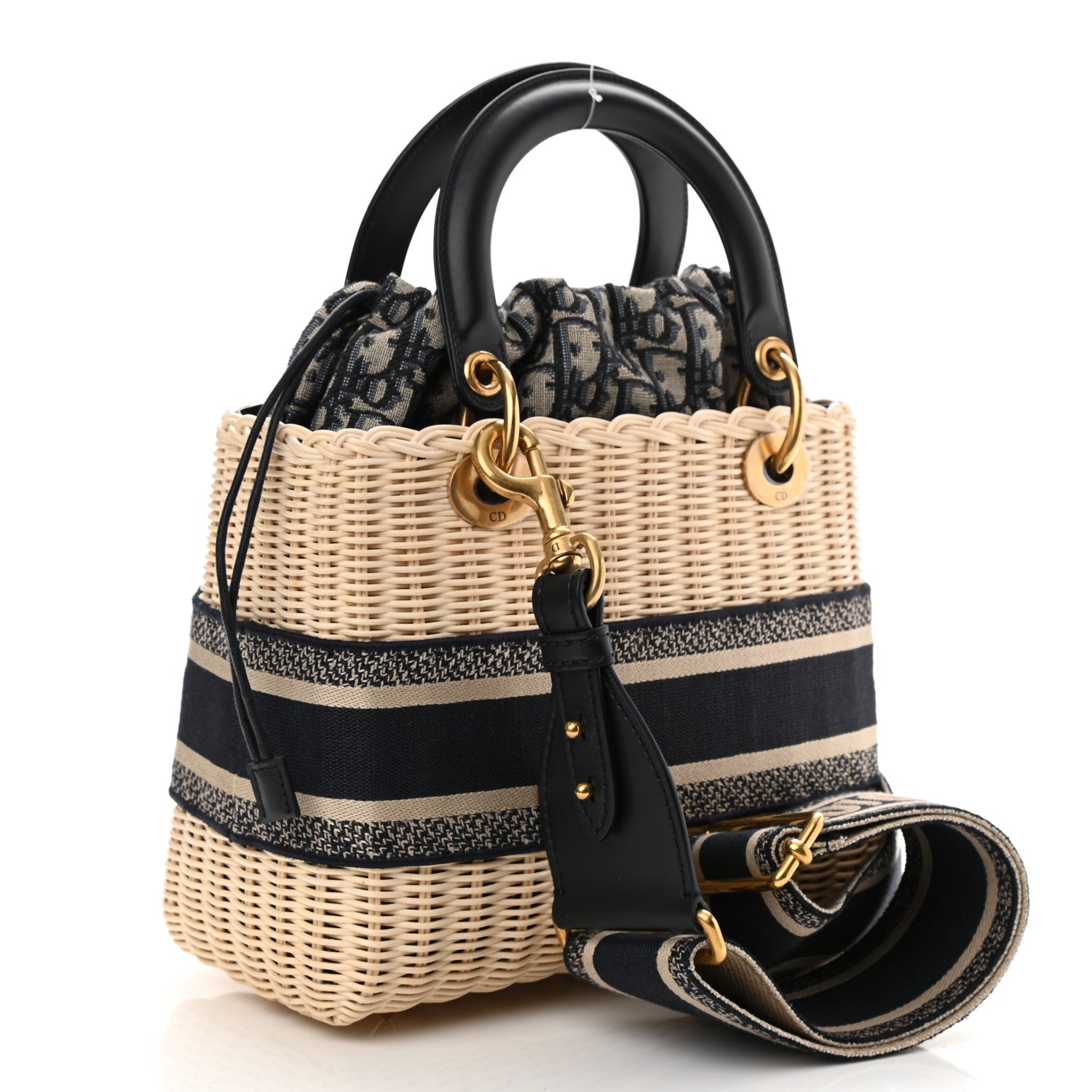 Christian Dior Wicker Oblique Medium Lady Dior Bag Blue 3 of 9