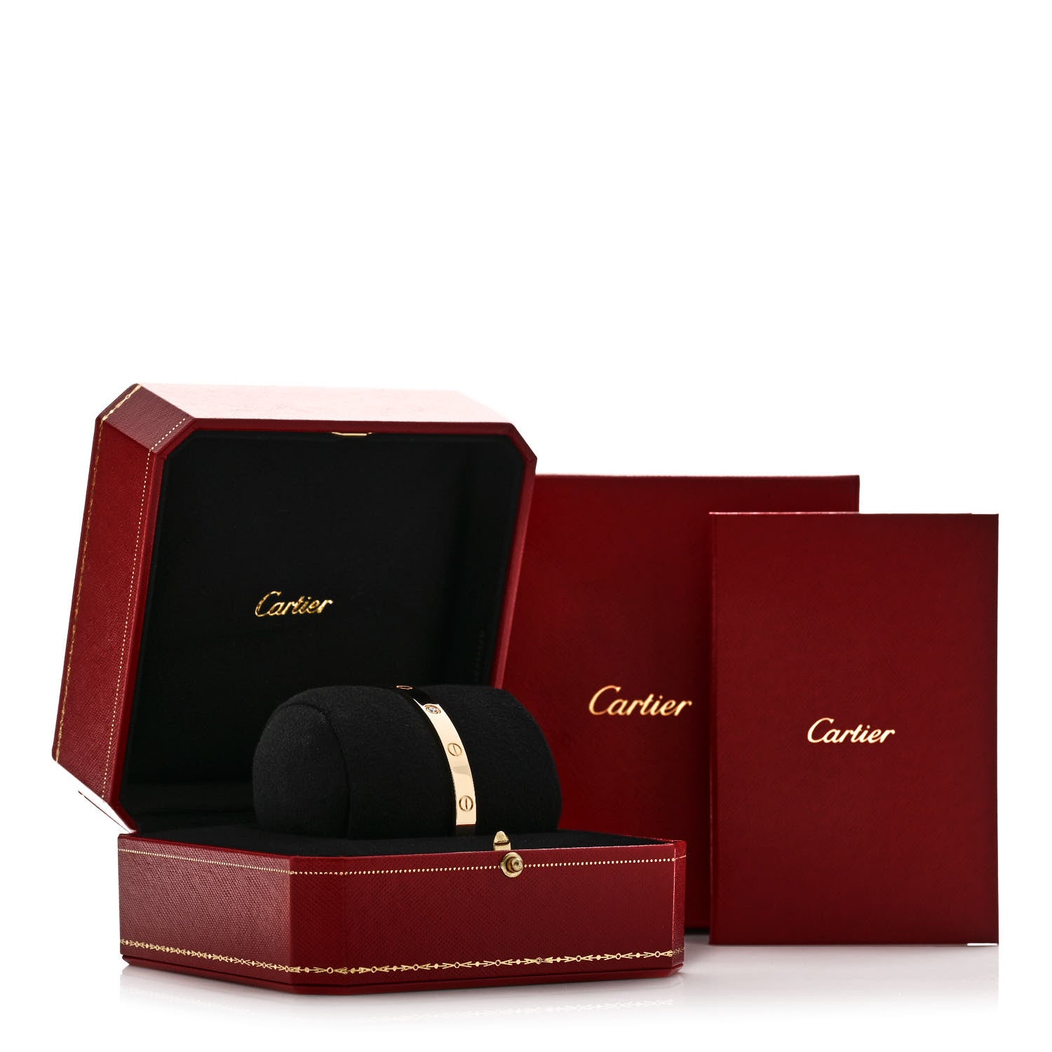 Cartier 18K Yellow Gold 1 Diamond LOVE Cuff Bracelet 19 4 of 4