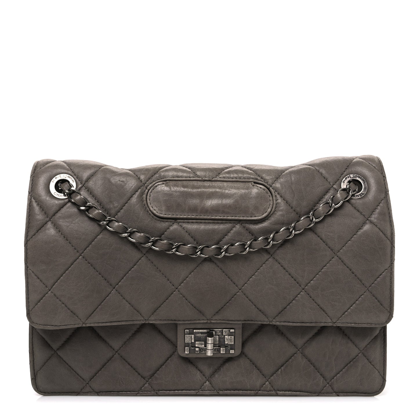 Washed Lambskin Jumbo Take Away Flap Grey