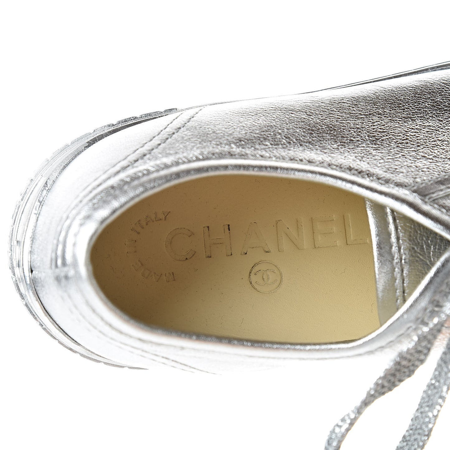 Laminated Lambskin Sneakers 37.5 Silver