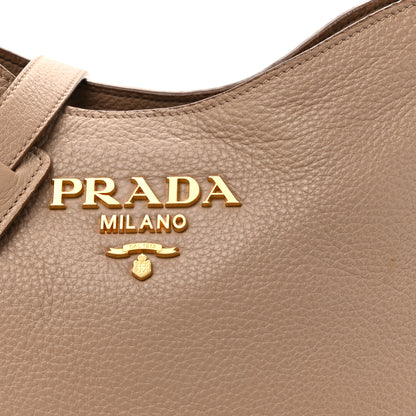 Prada Vitello Daino Soft Hobo Messenger Bag Cammeo 7 of 12