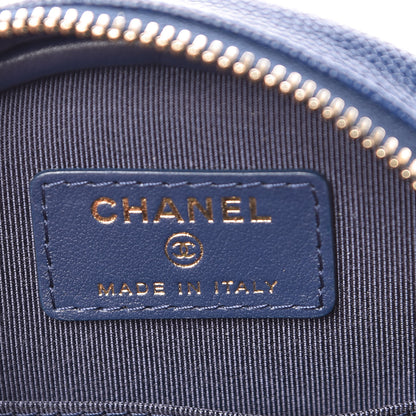 Chanel Caviar Quilted Round Clutch With Chain Navy 6 of 10