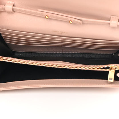 Saint Laurent Grain De Poudre Matelasse Chevron Monogram Chain Wallet Nude Powder 5 of 13