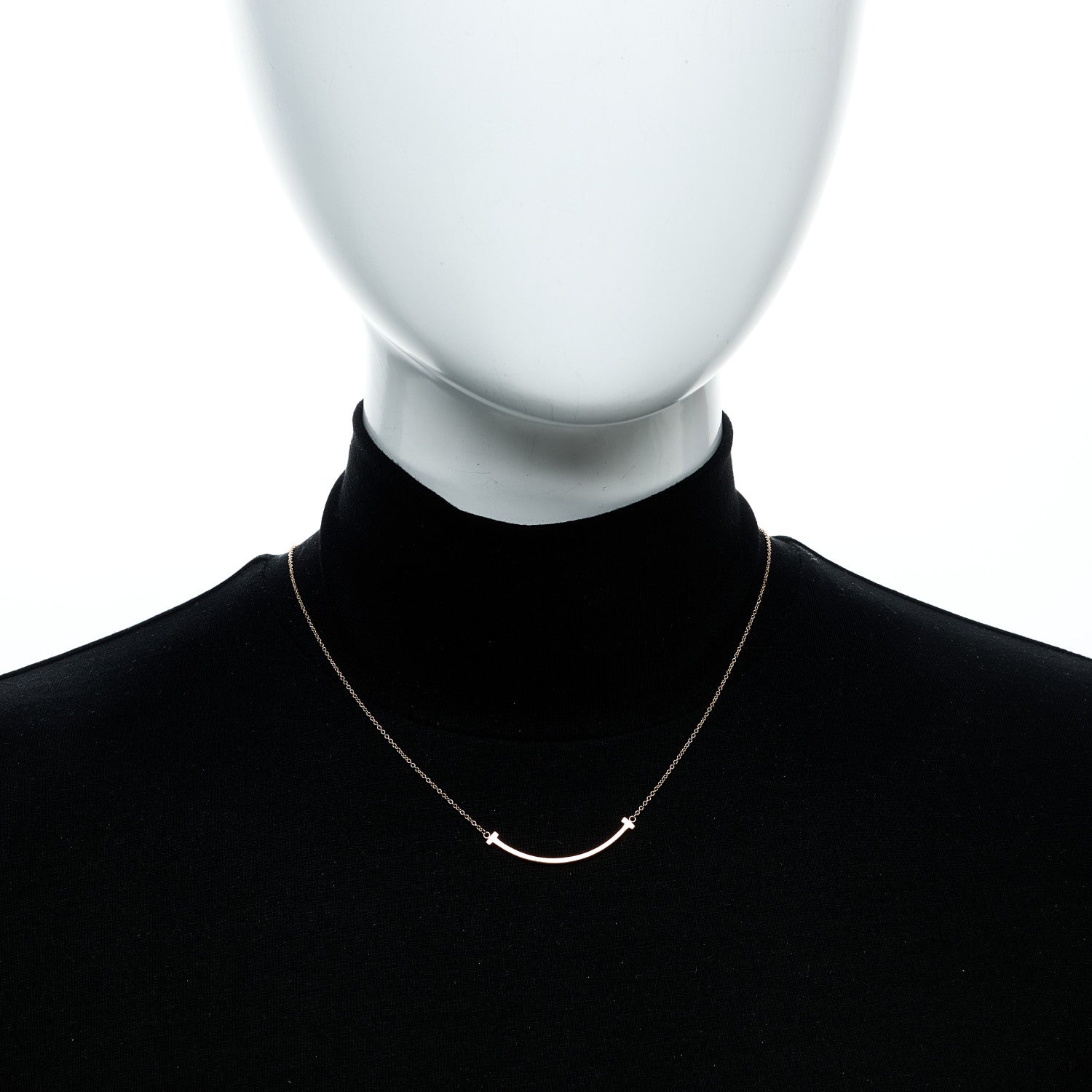 Tiffany 18K Rose Gold Small T Smile Pendant Necklace 2 of 5