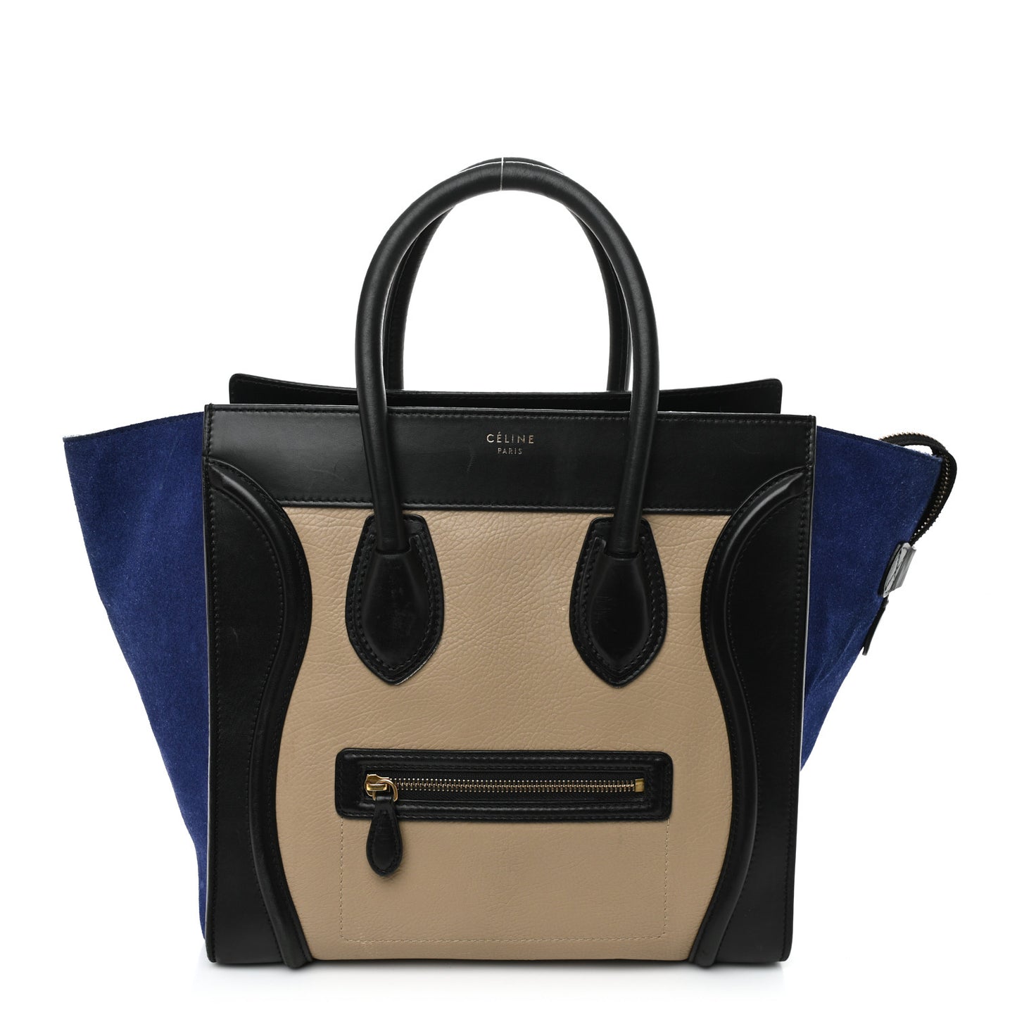 Elephant Calfskin Suede Mini Tri-Color Luggage Sand