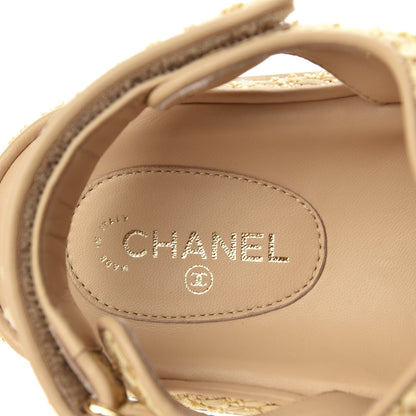 Chanel Braided Fabric Velcro Dad Sandals 38 Beige 7 of 10