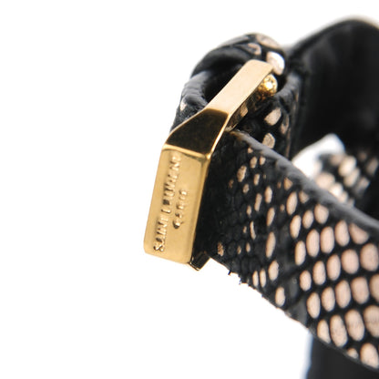Saint Laurent Python Calfskin Embossed Classic Tribute 105 Platform Sandals 36.5 Black Gold 8 of 8