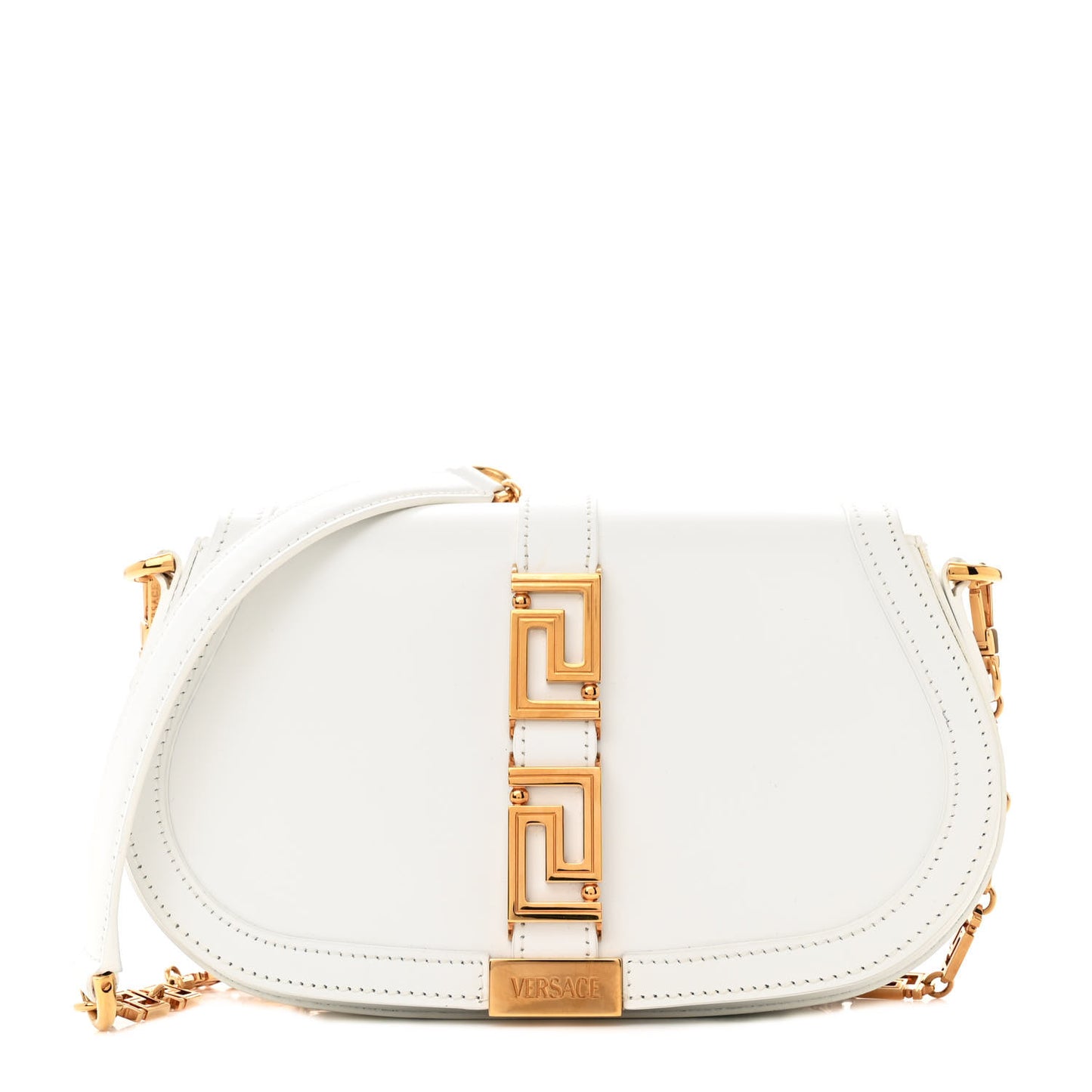 Calfskin Medium Greca Goddess Shoulder Bag White